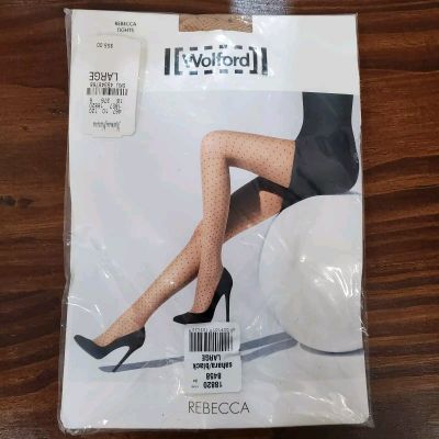 New Wolford Tights Nude Sheer Black Polka Dot Rebecca Large